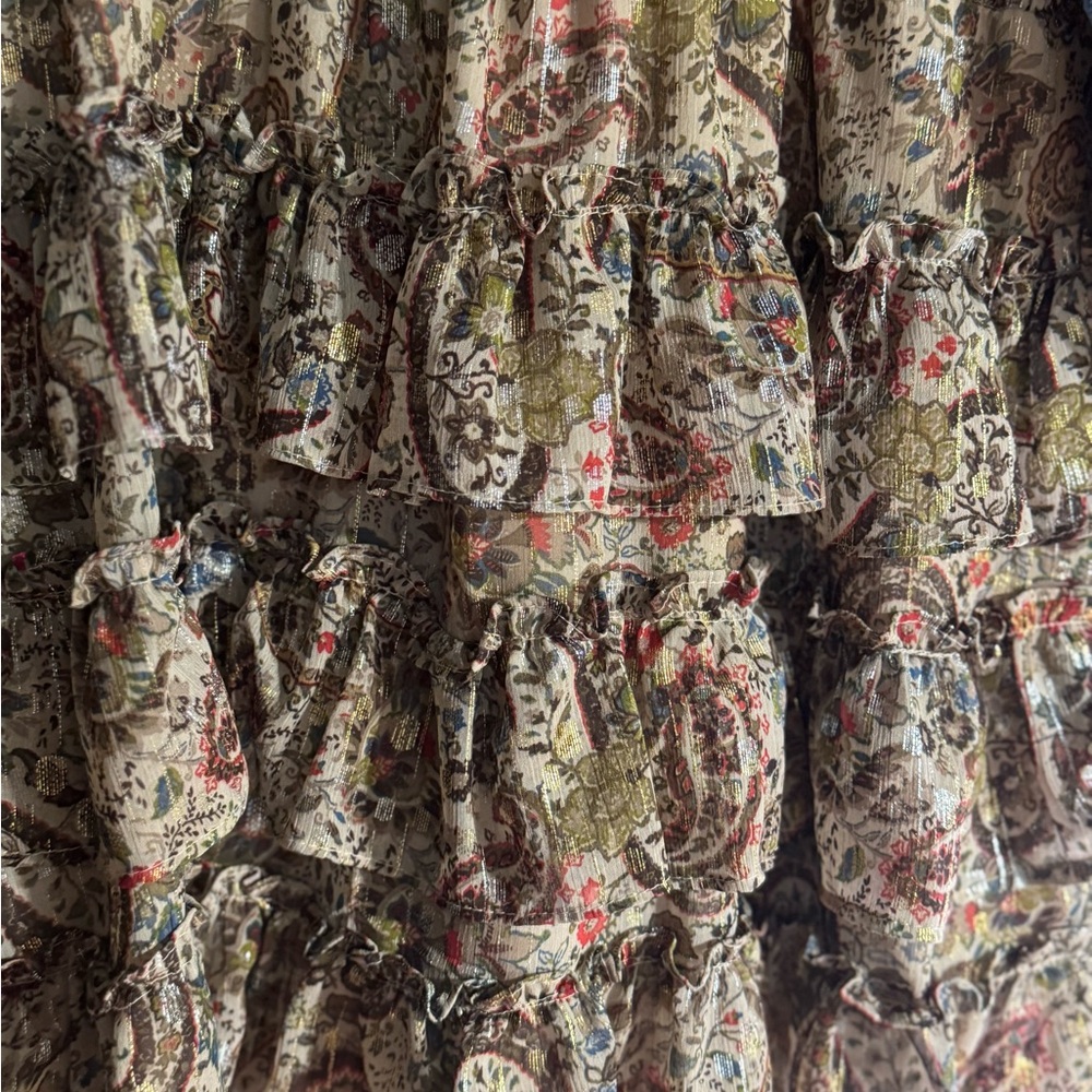 Vince Camuto Metallic Paisley Ruffle Mini Dress Women’s XL - Picture 5 of 6